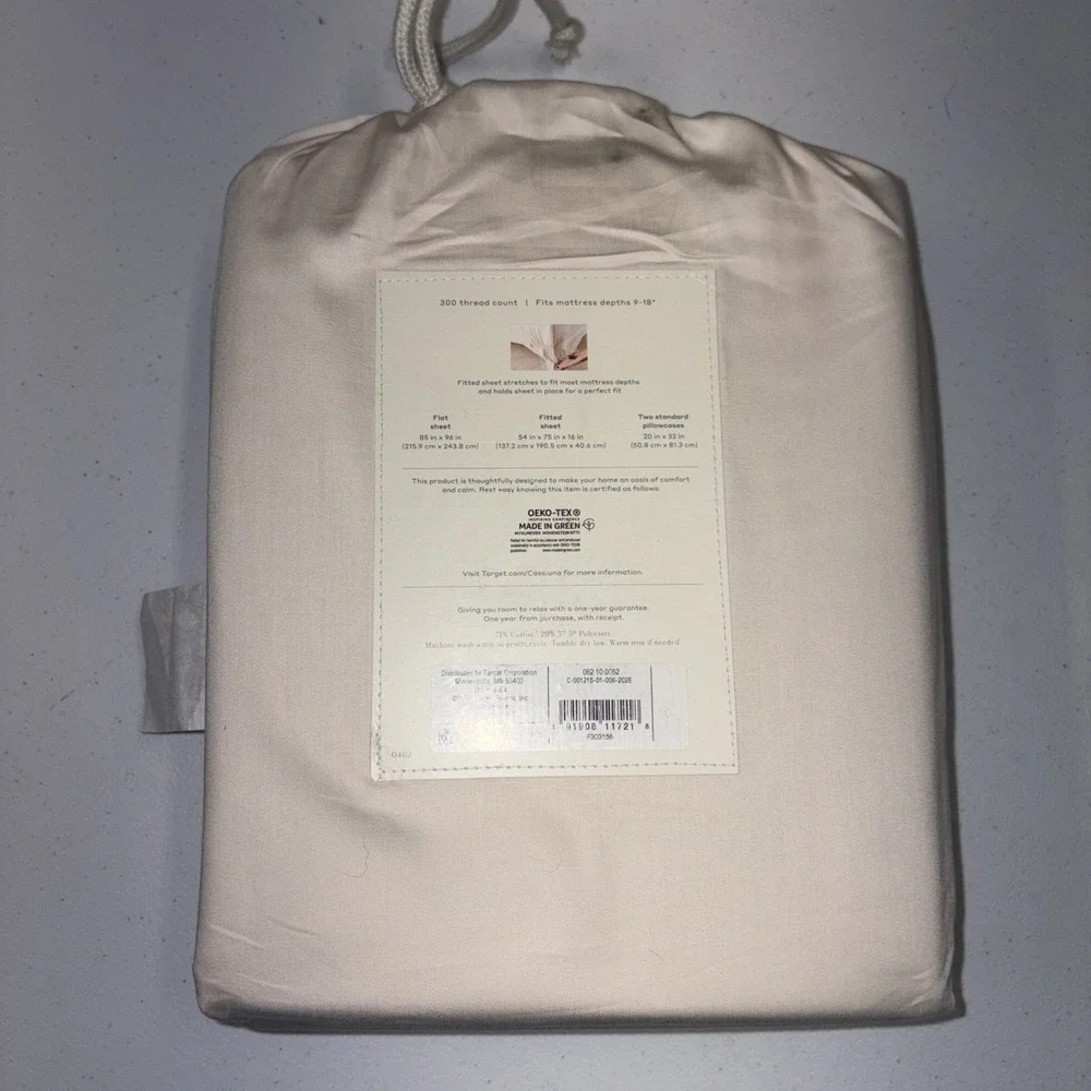 Casaluna Temperature Balancing Sheet Set White Cotton 300 Ct Full